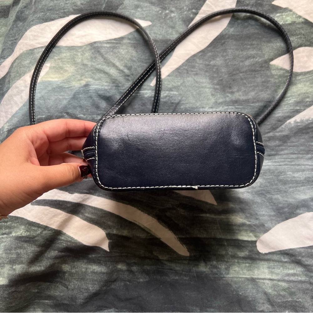 VERA PELLE Navy Blue Small Medium Leather CrossBody Bag Purse Silver Hardware - Picture 9 of 15
